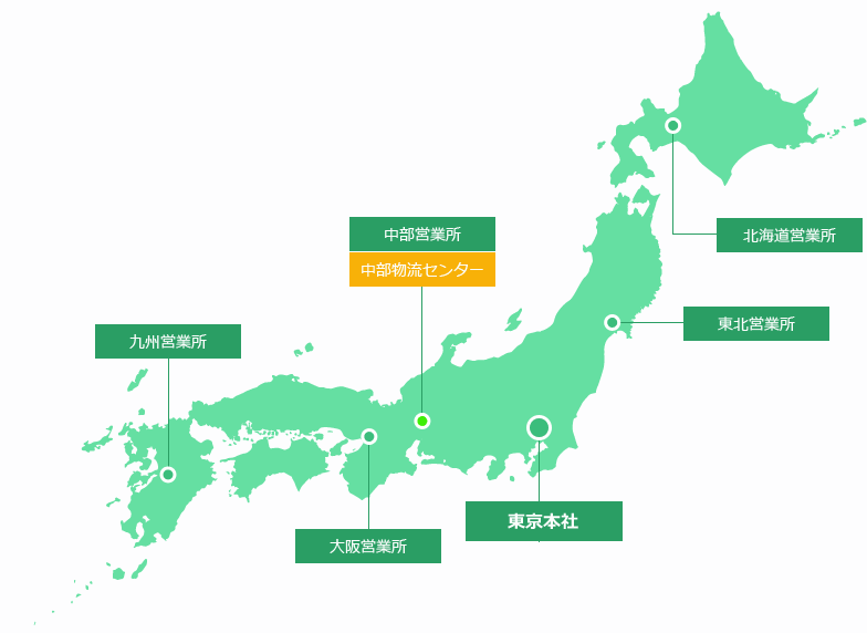 日本地図：営業拠点